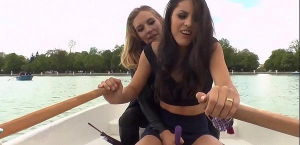  Brunette slut disgraced in a boat